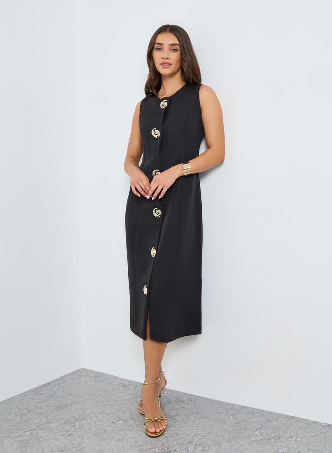 ستايلي فستان ميدي قصة مستقيمة بلا أكمام - Image 2